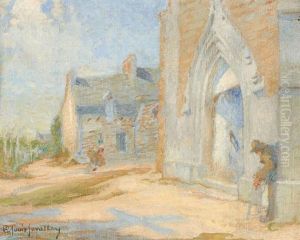L'eglise Notre-dame De Genets Et Vue De La Baie Du Mont Saint-michel (2 Works) by Alexandre Claude Louis Lavalley