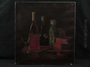 Still Life Cigars Wine Olive Jar by Jonas Joseph LaValley