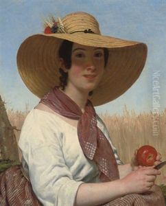 Girl In A Straw Hat by Alphonse Lavaudan