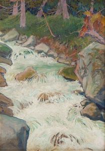 Mountain Stream In A Forest by Ludwik de Laveaux