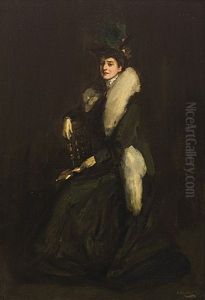 Lady In Green (mrs. Cara H.) by John Lavery