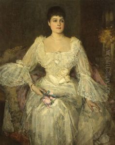 A Lady In White (a Portrait Of Lady Lyle) by John Lavery