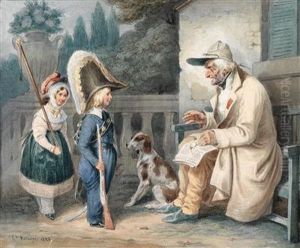 Ein Veteran Und Kinder by Joseph-Louis Hippolyte Bellange