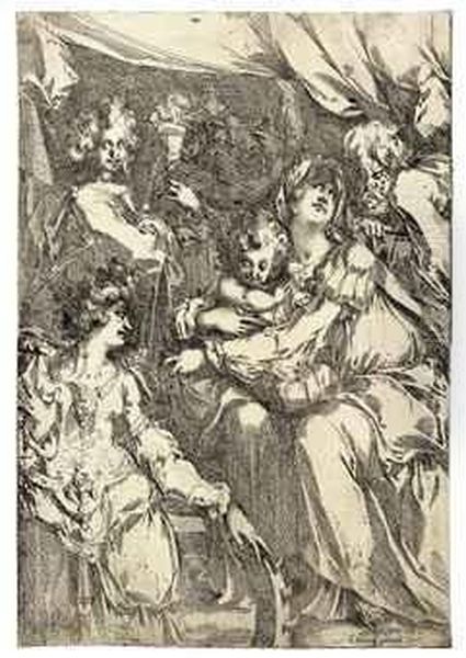 The Holy Family With Saint Catherine, Saint John The Evangelist And An Angel - view 1