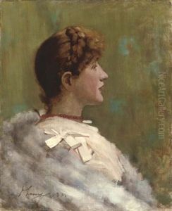 Portrait Of A Girl With Fur Wrap, Seated by John Lavery
