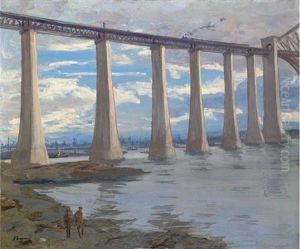 The Piers, Forth Bridge, Kite Balloon And Grand Fleet In The Distance