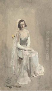 Lady Patricia Moore - Their Majesties Court, Buckingham Palace (study) by John Lavery