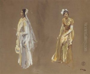 Miss Pike And Miss Pilkington: Studies For Their Majesties' Court, Buckingham Palace, 1931 by John Lavery