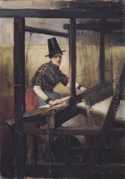 The Weaver - A Welsh Girl At A Loom - view 1
