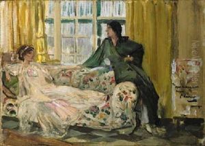 Two Ladies Talking On A Sofa by John Lavery