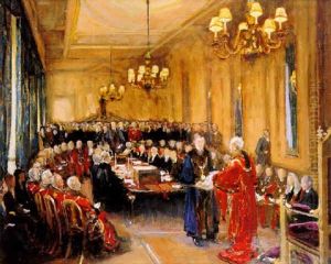 His Royal Highness The Prince Of Wales Receiving From The Lord Mayor Letters Patent Granting Livery To The Honourable Company Of Master Mariners