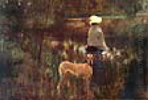 A Woman And Her Dog, Grez-sur-loing by John Lavery