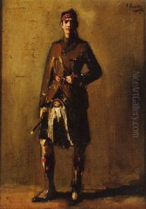 A World War I Soldier In Highland Officers' Dress by John Lavery