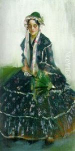 Portrait Of A Seated Lady With A Parasol by John Lavery