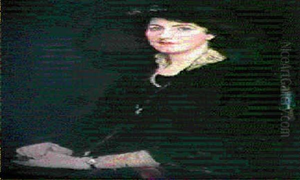 Portrait Of Lady Raeburn, Seated Half Length, In A Lace Collared Jacket, Pearl Necklace And Black Hat - view 1