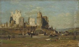 Les Ruines Du Chateau De Pierrefonds by Eugene Antoine Samuel Lavieille