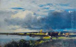 Paysage Aux Vaches by Eugene Antoine Samuel Lavieille