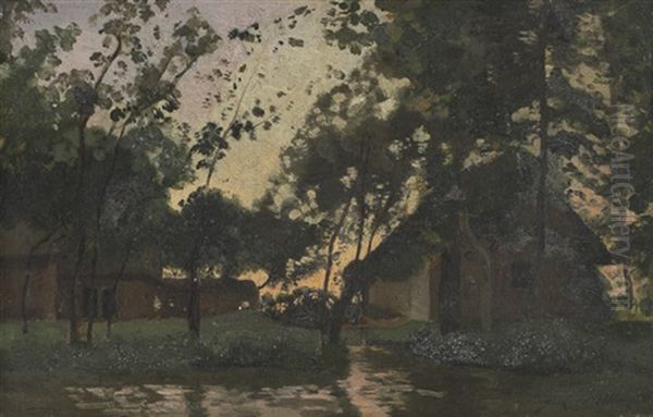 Maison Et Arbres Au Bord D'un Etang - view 1