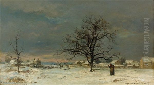 Winterliche Feldlandschaft Am Abend - view 1