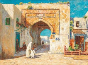 Promeneurs A L'entree D'une Ville. by Paul Bellanger-Adhemar