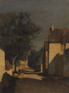 European Country Street by Eugene Antoine Samuel Lavieille