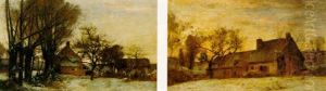 Une Ferme En Hiver by Eugene Antoine Samuel Lavieille
