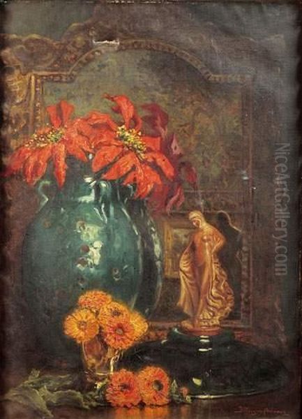 Nature Morte Au Vase De Fleurs Et A La Statuette De Tanagra - view 1
