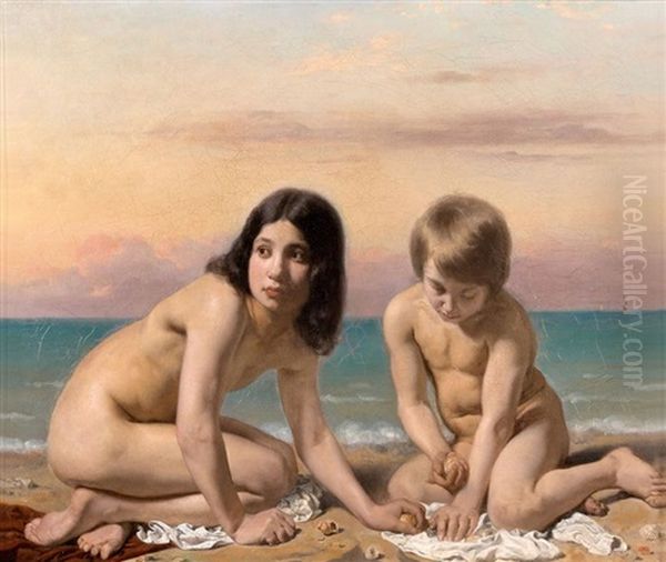 Enfants Jouant Avec Des Coquillages - view 1