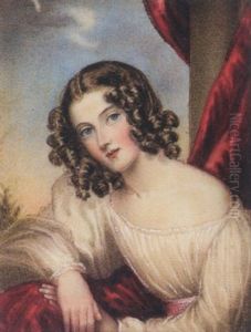 A Young Lady (the Artist's Sister?) Leaning On A Balcony, Wearing White Dress With Pink Waistband