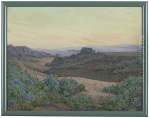 Moonrise Over Desert With Blooming Verbena