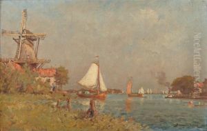 Bords De Riviere En Hollande by Paul Bellanger-Adhemar