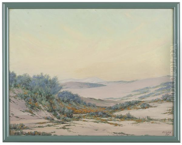 Desert Dunes With Blooming Verbena And Poppies - view 1