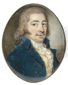 A Gentleman, Head And Shoulders In A Blue Coat And Yellow Waistcoat