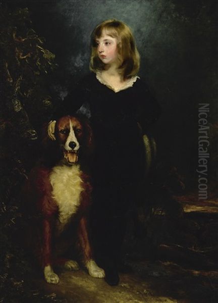 Portrait Of A Boy, Full-length, Standing In A Landscape With His Dog, Said To Be Master Arbuthnot - view 1