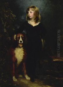 Portrait Of A Boy, Full-length, Standing In A Landscape With His Dog, Said To Be Master Arbuthnot