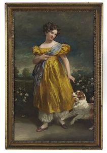 The Yellow Dress - Portrait Of A Young Girl And Her Dog by Thomas Lawrence