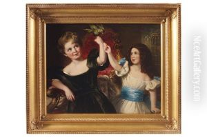 Brother And Sister Playing With Their Parrot by Thomas Lawrence
