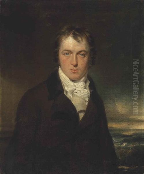 Portrait Of A Gentleman, Half-length, In A Dark Coat And Cream Waistcoat, In A Landscape - view 1