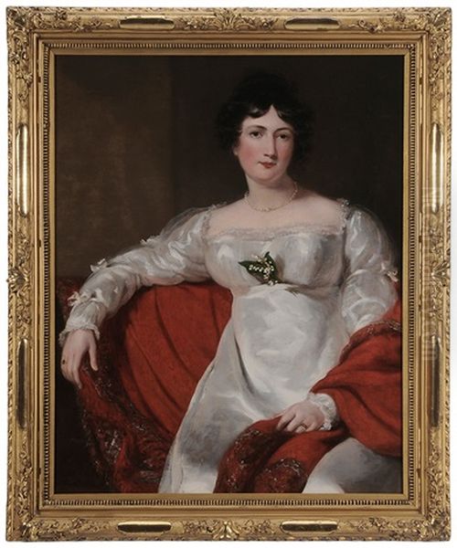 Portrait Of A Lady Seated In A Red Shawl - view 1