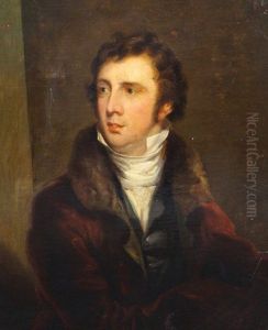 A Portrait Of A Young Man Wearing A Russet Coloured Top Coat With A Fur Collar, Perhaps One Of The Romantic Poets