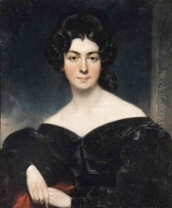 Portrait Of A Lady, Traditionally Identified As Lady Pollock, Half-length, In A Black Dress And Red Shawl by Thomas Lawrence