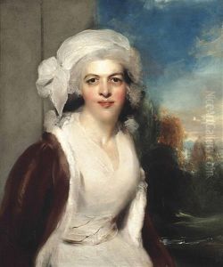 Portrait Of Rebecca, Lady Simeon (d.1830), Half-length, In A White Dress And Fur Wrap, A Wooded Landscape Beyond Portrait Of Rebecca, Lady Simeon (d.1830), Half-length, In A White Dress And Fur Wrap, A Wooded Landscape Beyond