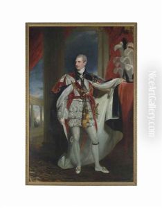 Portrait Of Robert Stewart, Viscount Castlereagh, 2nd Marquess Of Londonderry, Kg, Gch, Mp. (1769-1822), Full-length, In Peer's Robe... by Thomas Lawrence