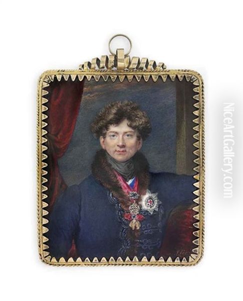 King George Iv (1762-1830), When Prince Regent, In Fur-collared Blue Coat With Frogging, Black Stock - view 1