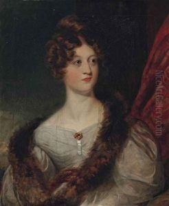 Portrait Of Maria Margaretta (nee Murray), Lady Talbot De Malahide (d. 1873), Half-length, In A White Dress, Before A Red Curtain
