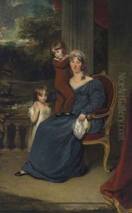 Portrait Of Lady Louisa Harvey, Full-length, And Her Children Edward And Louisa, On A Balcony (collab. W/anonymous) by Thomas Lawrence