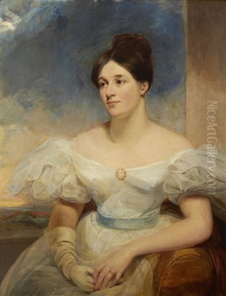 Portrait Of A Lady In A White Dress - view 1