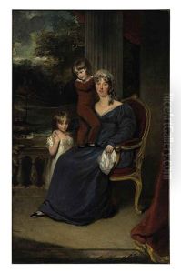 Portrait Of Lady Louisa Harvey And Her Children Edward And Louisa, On A Balcony (collab. W/another) by Thomas Lawrence