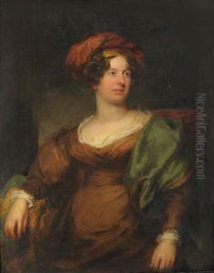 Portrait Of Elizabeth, The Marchioness Of Stafford, Later Countess Of Sutherland, Seated, Wearing A Brown Dress And Red Hat
