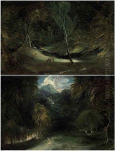 The Source Of The Manifold At Ilam Park (+ A View Of Dovedale Looking Towards Thorpe Cloud; Pair) by Thomas Lawrence